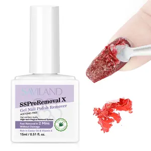 SAVILAND 2-Min Gel Nail Polish Remover: Fast-acting Remover with Castor Oil Vitamin E for Acrylic Dip & Gel Nails Perfect for Home or Salon Use