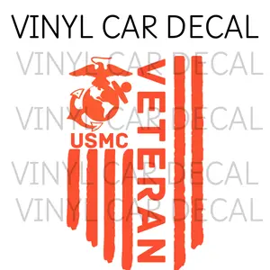 USMC veteran American Flag Decal Holographic Vinyl 12" Car Decal Easy Application