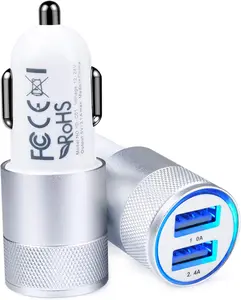 Car Charger, AILKIN 3.4a Portable Dual Port USB Cargador Carro Fit Lighter Spot Socket Adapter for iPhone 17 16E 16 15 14 13 Pro Max Plus, iPad, Tablet, Samsung Galaxy S25 Ultra Cigarette Auto Charger