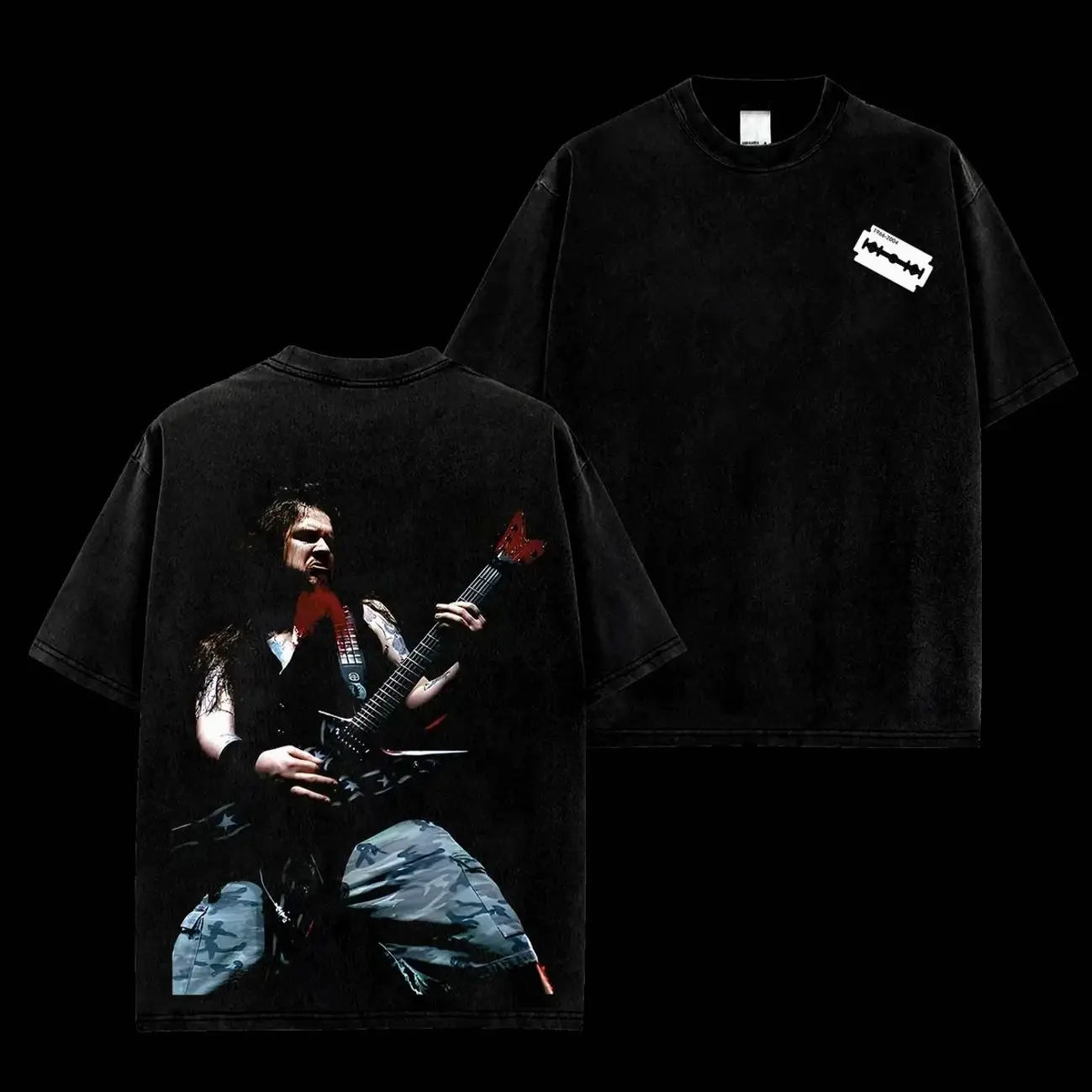 Pantera Dimebag Darrell Guitar V5 Retro Unisex 100% Heavyweight Cotton T-Shirt – 90s Records Rock Cotton Tee, Groove Metal Rock Band Shirt, Oversized Vintage Tee, Heavy Metal Merch, Gift for Rock Fans D8L