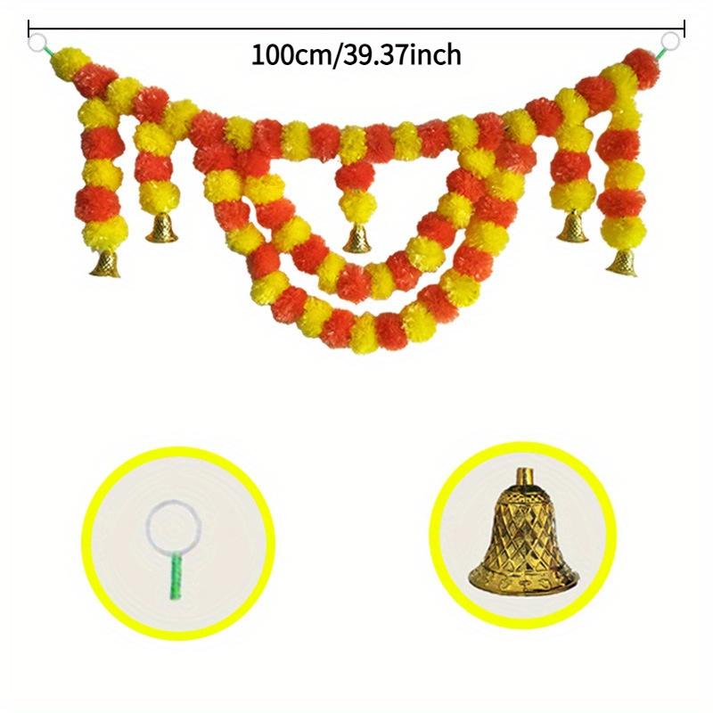 100cm/39inch Artificial Marigold Hanging Flower for Diwali, Halloween, Mexican Day of the Dead, Wedding Door Curtain, Festival Decoration, Festive Occasion, |vibrant Floral Display|plastic Flowers, Artificial Flowers For Home Decor