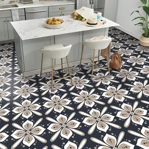 Floral Pattern Floor Sticker, Adhesive Stickers, Self Adhesive Floor Sticker Decorative Sticker for Home Kitchen Living Room Balcony, Kitchen Bathroom Decoration Ornaments, Decorative Decal