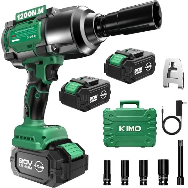 Impact Wrench 1/2 Inch, 890Ft-Lbs(1200N.m), 4000RPM/2900IPM Brushless Motor High Torque Impact Driver w/Battery, 3 Modes, Variable Speeds, LED Light, Cordless Impact Gun for Car/Truck, 4.0Ah