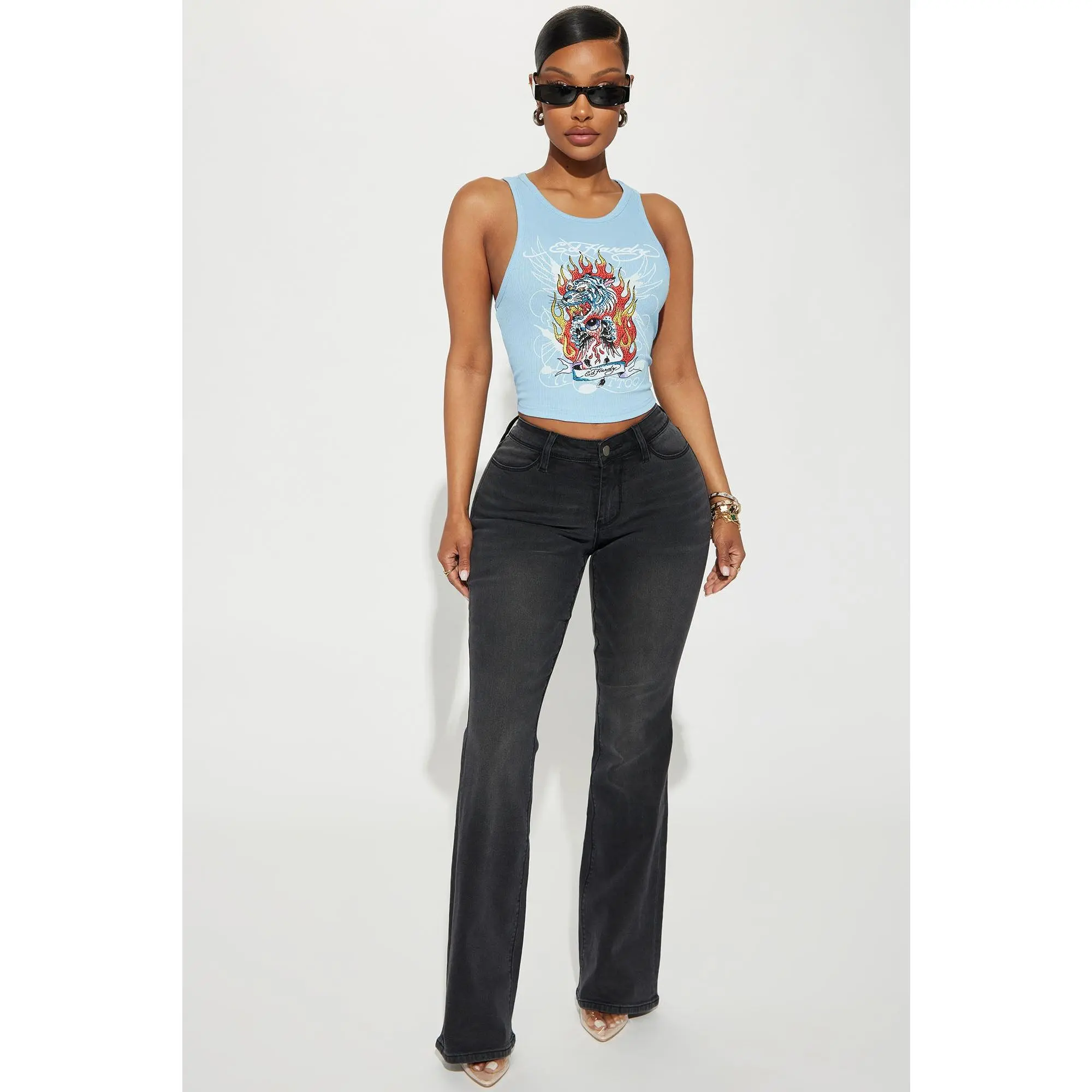 Lost Without You Soft Stretch Bootcut Jeans - Black Wash