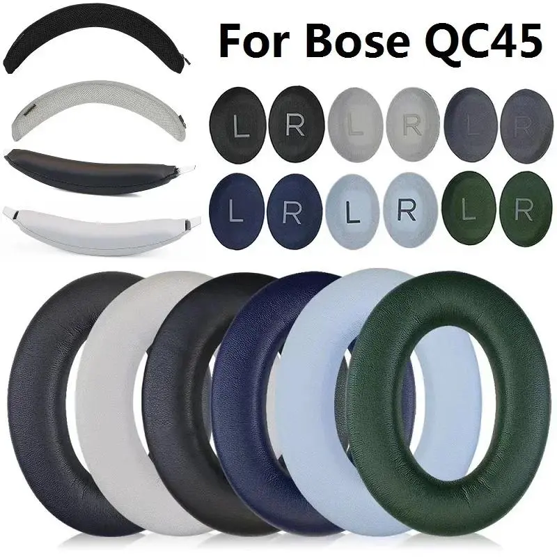 Ear Pads for Bose QuietComfort 45 QC45 Headphones replacement headband cushion and protective sheath soft Sensory skin leather Audio Headset