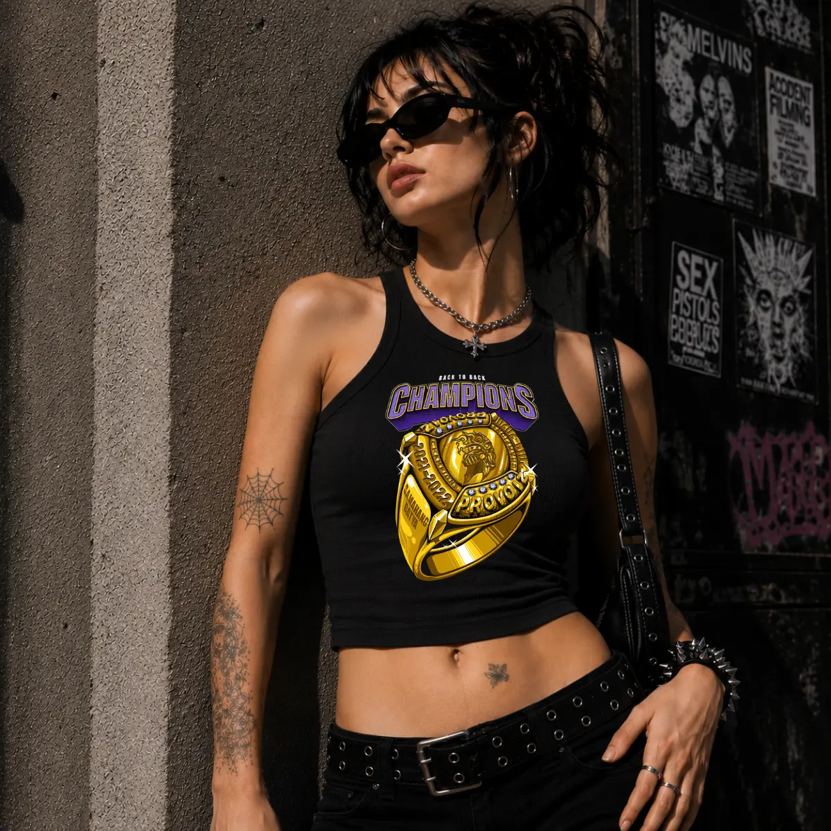 [Printed] Back to Back Champion Women’s Tank Top, Gold Ring Graphic Sleeveless Top, Y2K Sport Style Summer Shirt, Victory Gift for Her