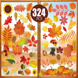 Fall Window Clings - 324 PCS Thanksgiving Window Stickers for Glass, Perfect Fall Gift Decorations for Home, Office, and Classroom