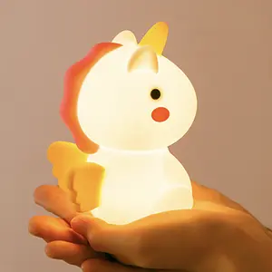 Unicorn Night Light, Cute Animal Silicone Night Lamp, Kids Room Decor Sleep Light, Touch Control, Dimmable, USB Charging, Squishy Night Light