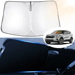 Canvcle Custom Fit Windshield Sun Shade for Kia Seltos 2021-2026 UV Protection Foldable Sun Visor 240T 5 Layers Protector Keeps Car Cooler