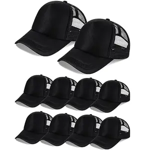 10-Pack Fashionable Polyester Mesh Trucker Caps - Unisex DIY Blank Baseball Caps for Sublimation
