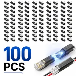 100PCS Quick Wire Connectors, 16-22 AWG No Stripping Double Wire Plug-in Connector with Locking Buckle, 2 Pin Safe Connector for LED Strip Lights, Car, Speaker, DIY, Model, Low Voltage Project