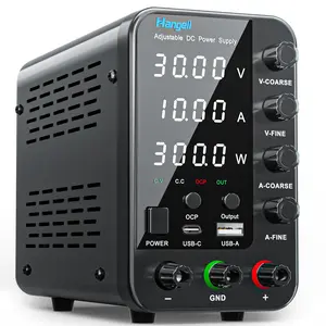 DC Power Supply Variable, 30V 10A Bench Power Supply with Encoder Coarse & Fine Adjustments Knob, Adjustable Switching Regulated lab Power Supplies with 18W USB & Type-C Quick-Charge