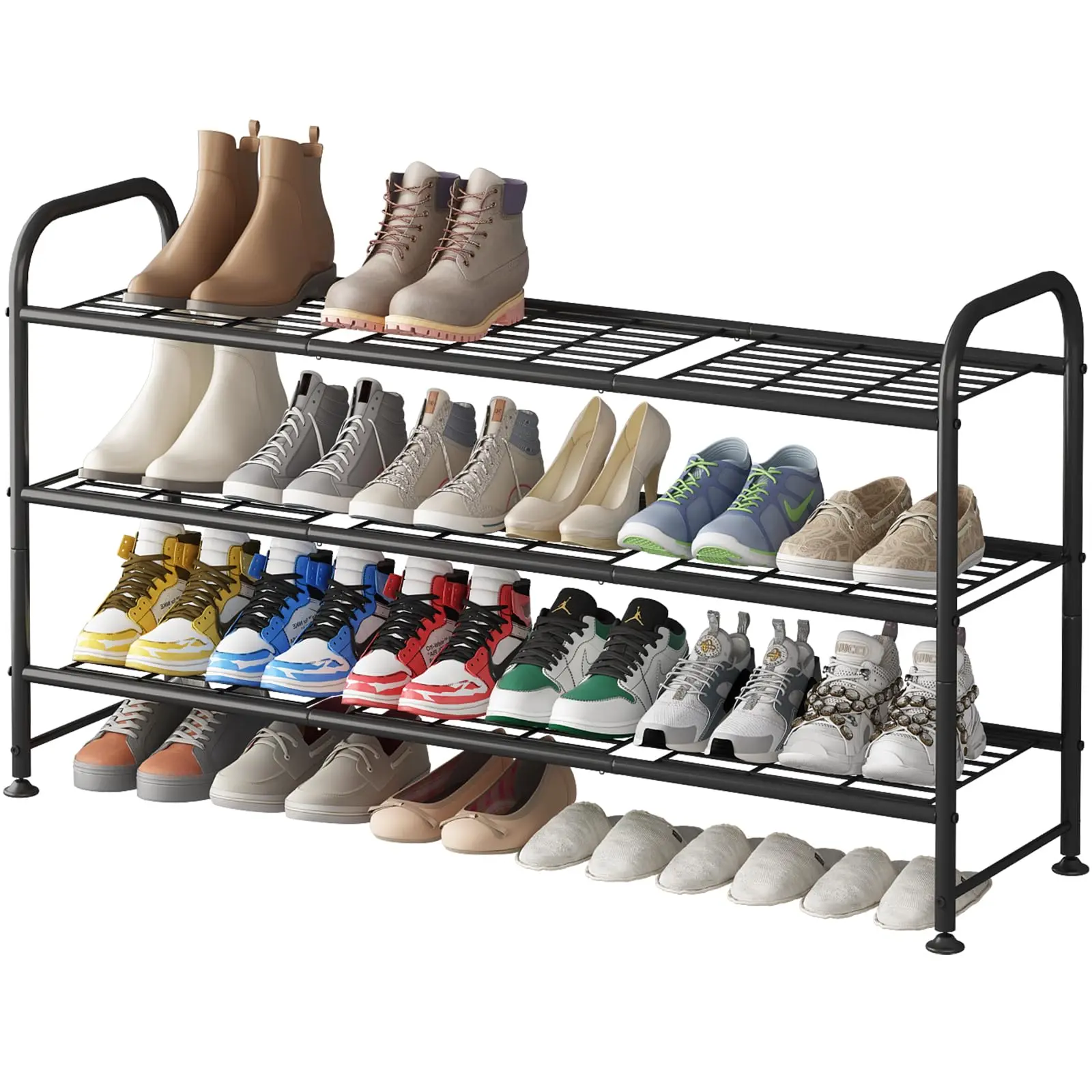 3-Tier Sturdy Long Metal Shoe Rack, Closet Storage Organizer for 20-24 Pairs of Shoes, for Door, Entryway & Living Room Home Organizer, Shoe Rack For Door