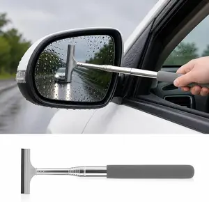 Car Rearview Mirror Wiper,Telescopic Auto Glass Squeegee Cleaner with Retractable Handle, Universal Automotive Cleaning Accessories for Car SUV Truck(Gray)