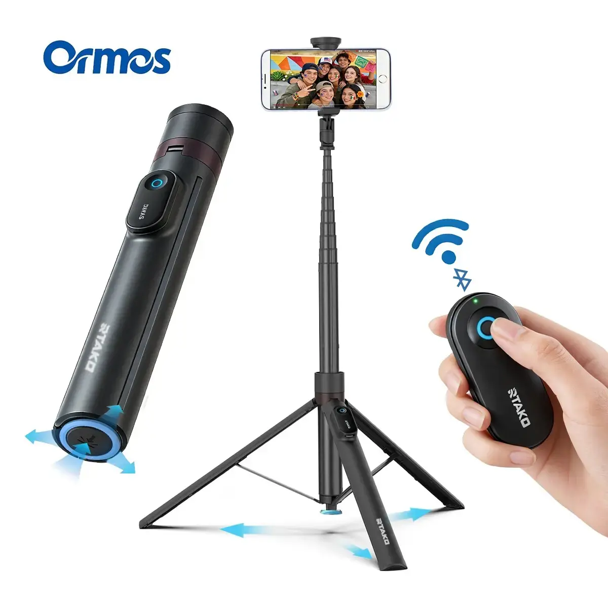 Oroms 67"Portable Selfie Stick Tripod with Remote, One Click Open, Wireless Remote Included. FOR Cellphone. Smartphone Camera Accessories Camera Stand, Tripod for Selfie, tripod for iphone,back to school