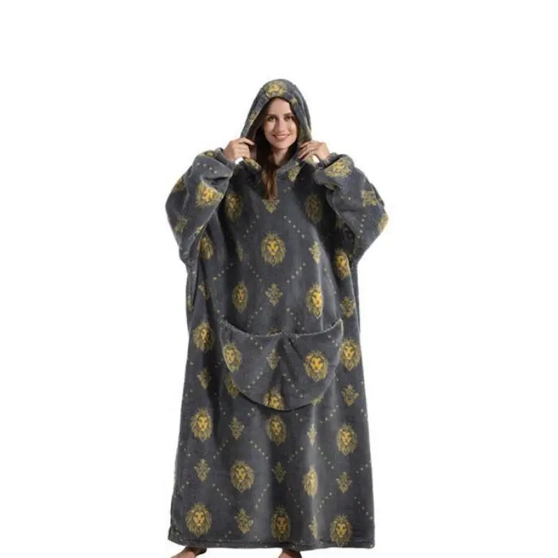 Oversized Thermal Wearable Blanket Sweatshirt Soft Fleece Lined Thick Insulation Extra Long Hem Adjustable Hood Cozy Cuffed Sleeves Loose Fit Ideal for Cold Weather Lounging Home Oversized Thermal Wearable Blanket Sweatshirt Soft Fleece Lined Thick Insulation Extra Long Hem Adjustable Hood Cozy Cuffed Sleeves Loose Fit Ideal for Cold Weather Lounging Home