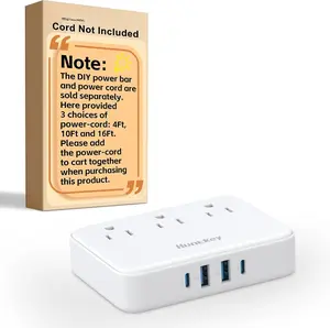Non Surge Power Strip for Cruise, Travel Power Strip Cord Removable for Easy Packing,  3 Outlets with 4 USB Ports (2 USB-C, 2 USB-A), 4ft/10ft/16ft Cord , Power Cord Sold Separately