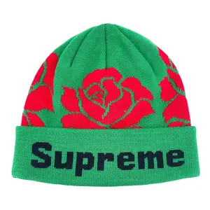 Supreme Rose Knit Beanie Green