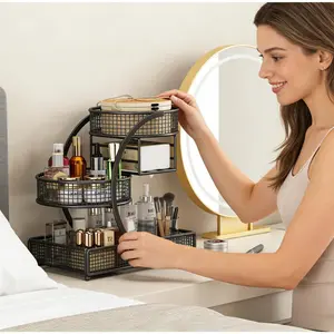 Cosmetic Storage Box, Vanity Organizer, Bathroom Countertop Shelf, Desktop Lipstick & Skincare Storage Rack