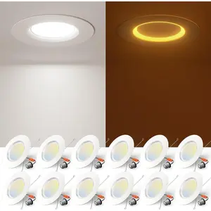 12 Pack 6 inch 5CCT LED Recessed Lighting with Night Light, 12.5W=100W, 1000LM Can Lights with Baffle Trim, Dimmable,  Downlight, 2700K/3000K/3500K/4000K/5000K Selectable - ETL & FCC