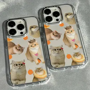 Phone case - Suitable for iPhone 17, 13, 12, 11, 16 Pro Max, 15 Pro, and 14 Plus, featuring an orange cat design. It has shock-absorbing and anti-slip properties and is lightweight