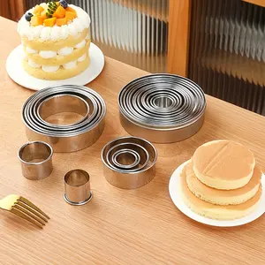 11-Piece Stainless Steel Cake Ring Set, Reusable Non-Stick Mousse & Pastry Mold Tools, Perfect for Halloween & Holiday Desserts, Baking Supplies Kit