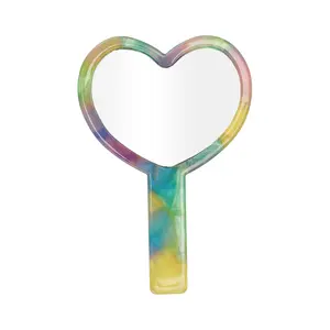 VOCOSTE 1 Pc Lady Heart Shape Handheld Mirror for Business Travel Gym Assorted Color