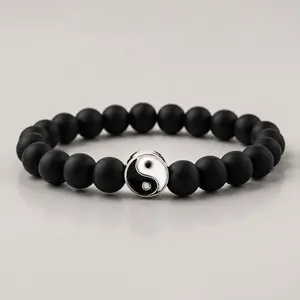 Wudang Inspired Black Yin Yang Bead Bracelet, Blessed Bracelet for Health, Love, Wealth, Career, Protection, Inner Calm, Balance, Confidence, Positive Intention, Good Luck, Harmony, Daily Wear Spiritual Jewelry Gift