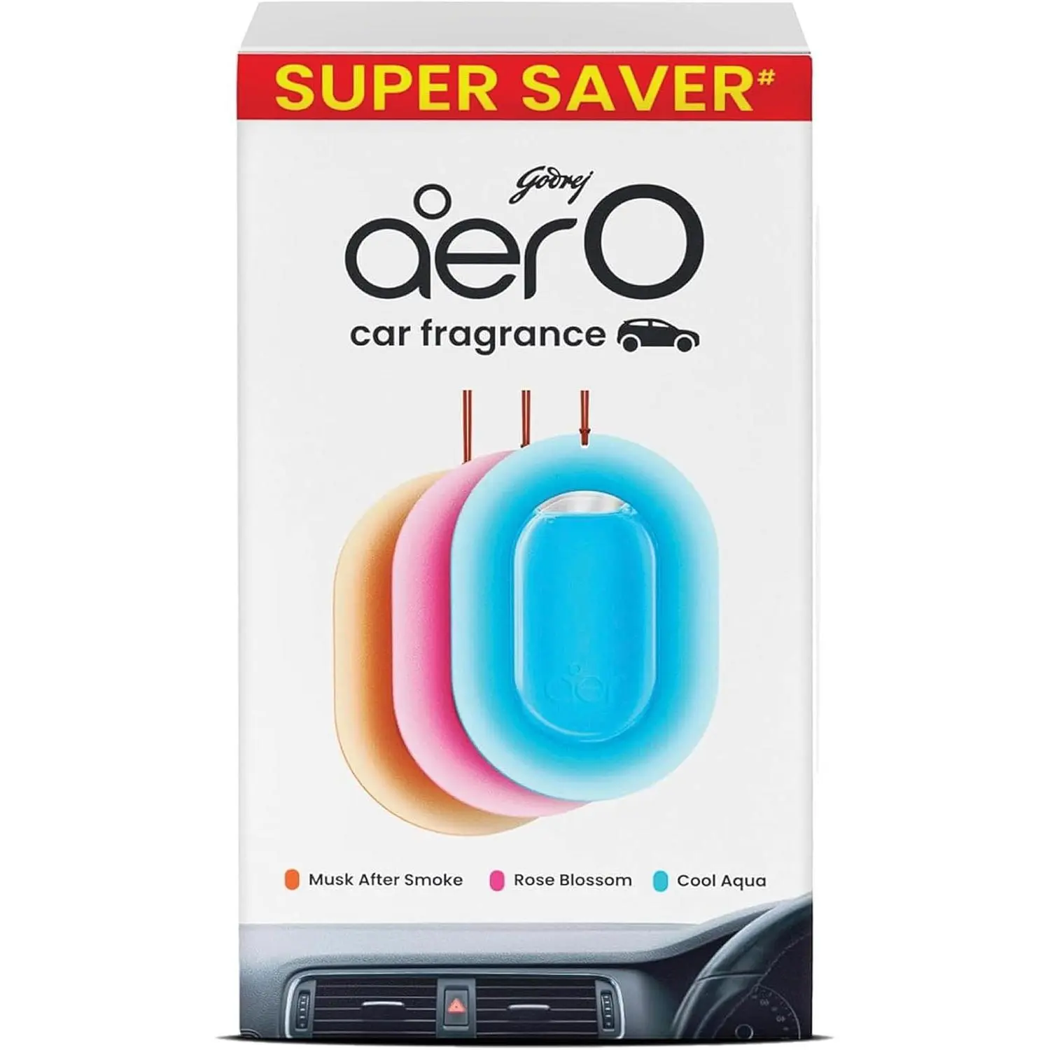 AER Hanging Car Air Freshener Gel, Assorted Scents, Pack 3 | Leak-proof gel neutralizes odors up to 30 days with steady freshness; hangs from your rear-view mirror