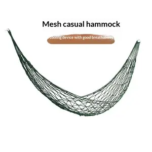 Nylon Sleeping Rope Mesh Hammock Small Hole Double Hammock with Metal Rings for Outdoor Camping