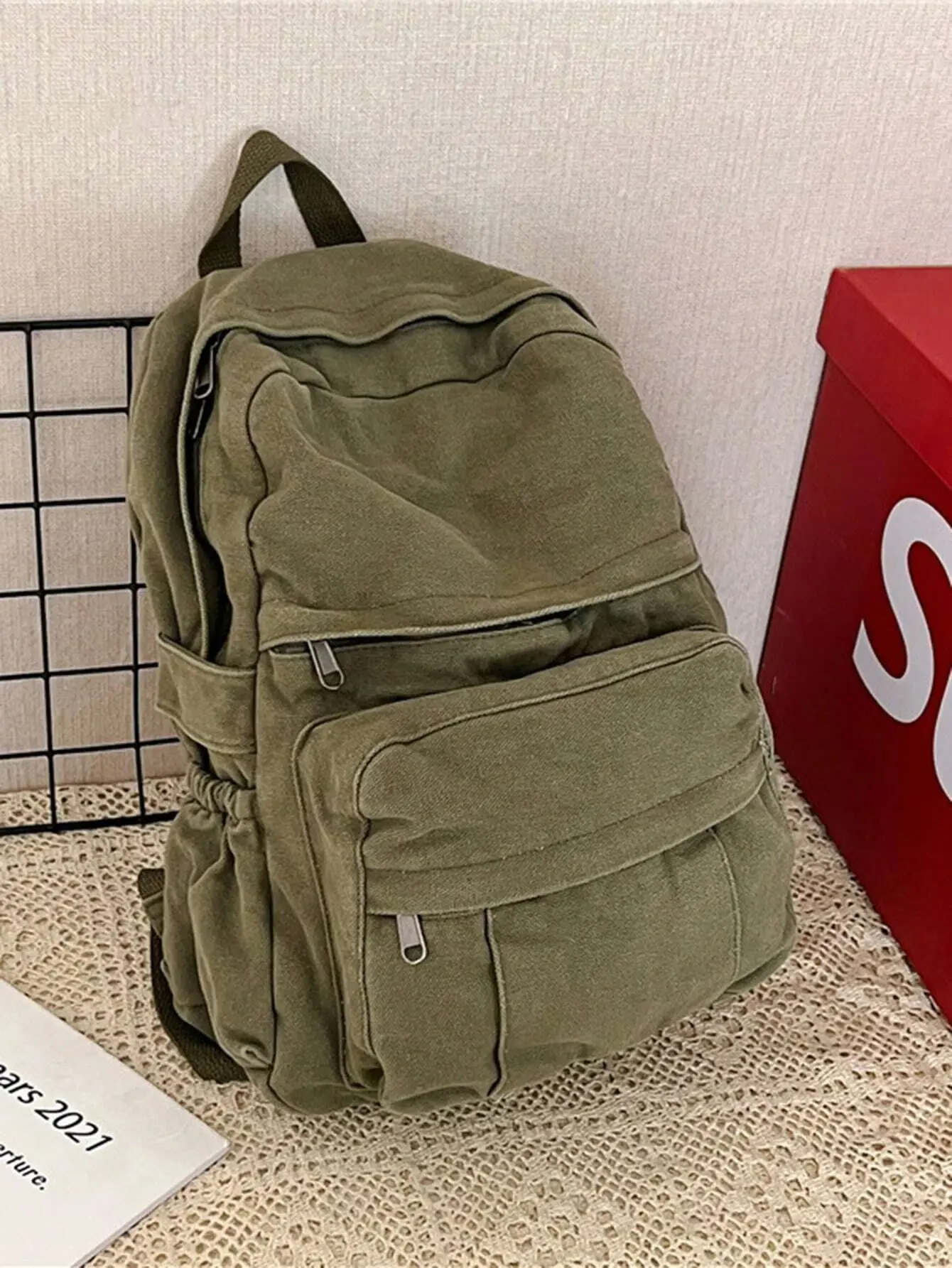 Medium Canvas School Bag with Laptop Compartment for Teen Girls and Men - Lightweight and Portable Backpack for Business, Commute, Outdoors, and Travel