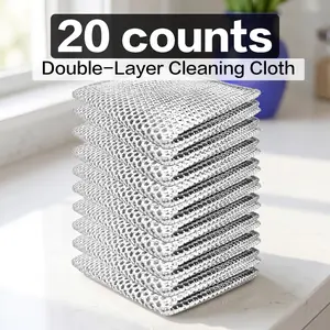 10/20-Pack Premium Stainless Steel Dish Scrubbers Heavy Duty Non-Scratch Cleaning Pads for Pots Pans & Sinks Reusable Rust-Proof Dishwasher Safe Silver Sponges
