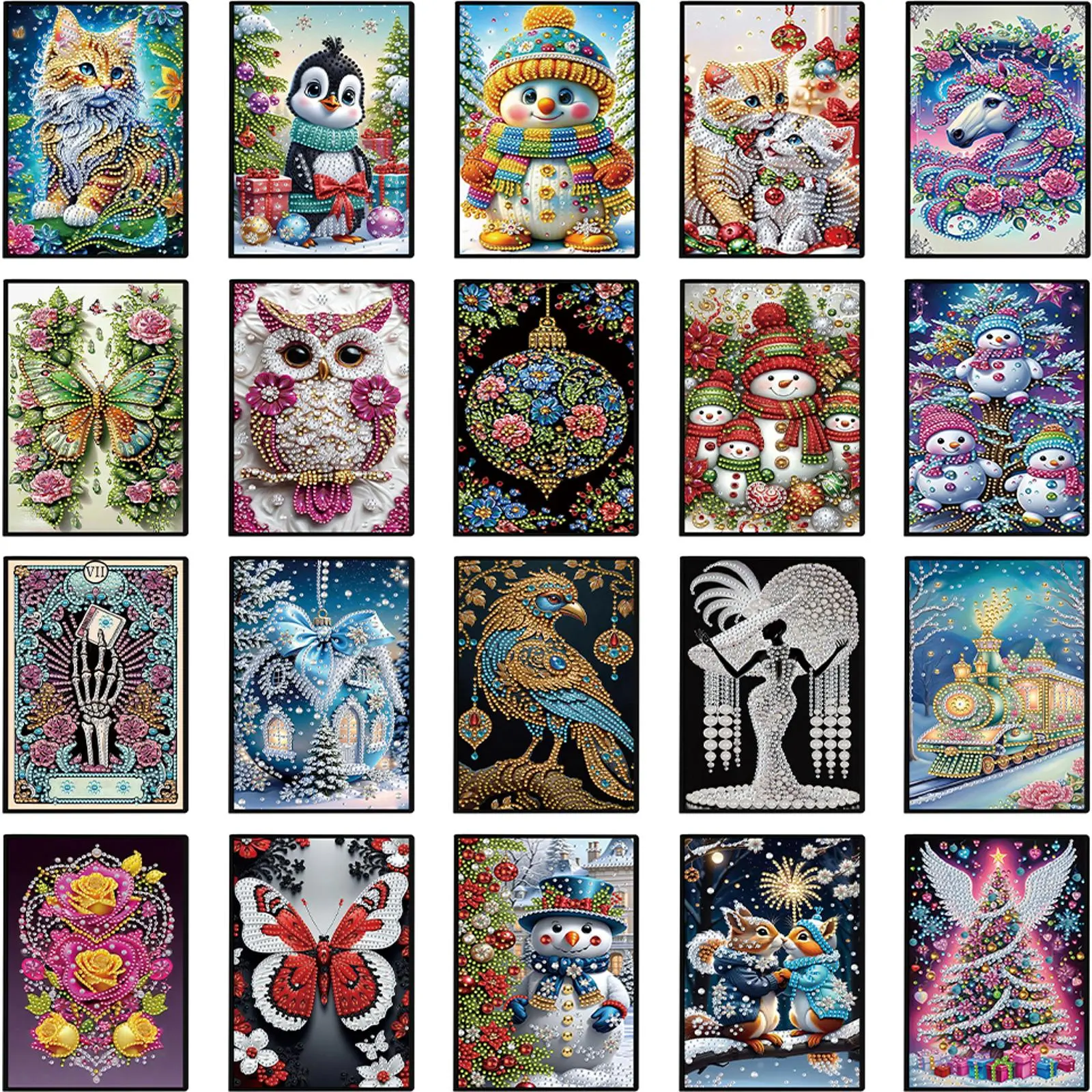 50-Page A5 Modern 5D Full Drill DIY Art Notebook Kit, Crystal Resin Diamonds Rhinestone Sketchbook Journal (210x145x9mm), 1 Tool, Partial Shape, Diamond Painting Cross Stitch, Sparkly Finish, Beginner Craft, Christmas Gift for Adults