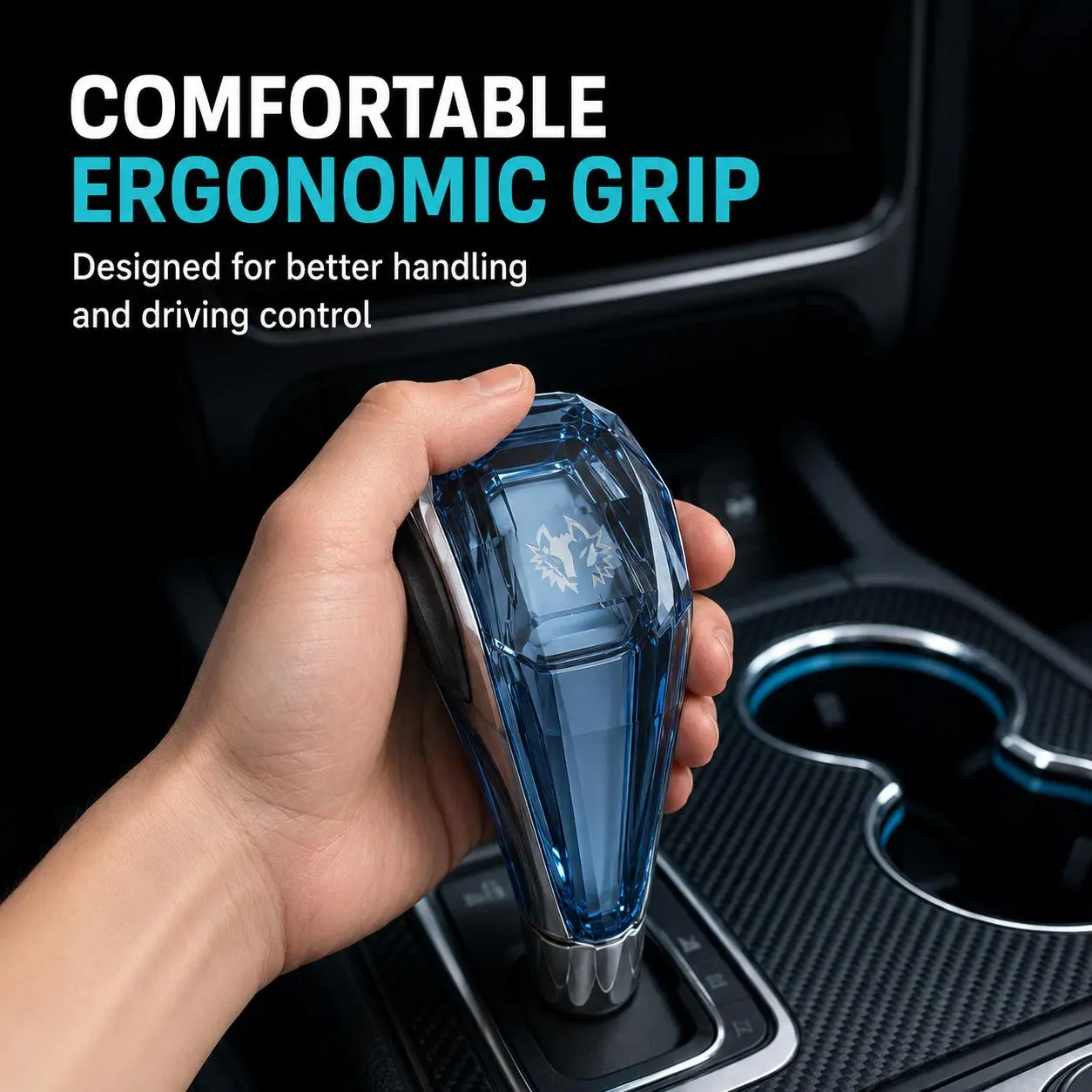 LED Crystal Gear Shift Knob, Touch Activated 7-Color RGB Light Up Gear Shifter, USB Rechargeable Diamond-Cut Illuminated Shift Handle, Car Interior Upgrade Accessory Car Accessories Shifter Knobs
