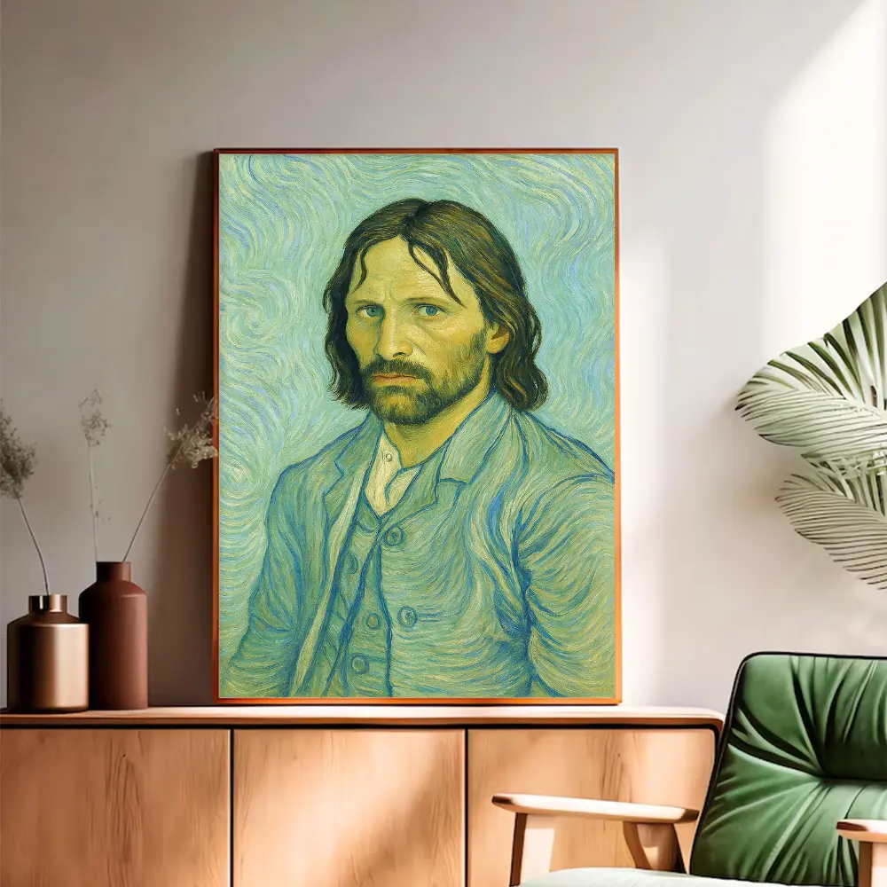 Self-portrait Aragorn – Funny Meme Art Poster, Van Gogh Style Fantasy Wall Decor, Humorous Lord Artwork Print, Trendy Home Art Gift