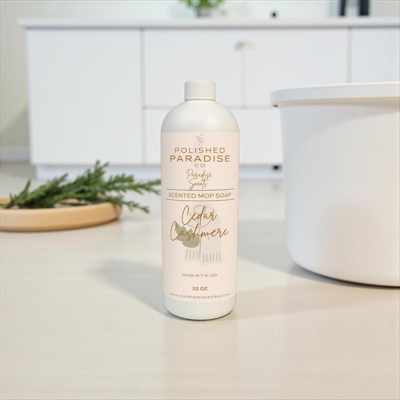 Polished Paradise Co Scented Mop Soap 32 OZ Cozy Home Fragrance Floor Cleaner for Tile Vinyl Laminate & More - Household