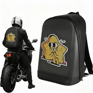 Eye-Catching Outdoor Travel Backpack With LED Editable Screen, App-Controlled LED Laptop Backpack, Waterproof, Ideal For Travel & Motorcycle, Unique Gift