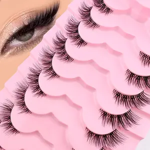 9 Pairs 3D Cat Eye False Eyelashes, Volume Lash Clusters, Transparent Band, Natural Look, Realistic, Fluffy & Curly, Eyelash Extensions Comfortable for All Occasions