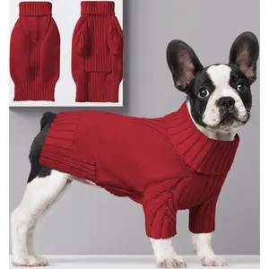 Classic Turtleneck Dog Sweater - Thick Double-Knit Collar for Extra Warmth. Available in Small, Medium & Large. Thermal Winter Pullover for Indoor/Outdoor Wear, Perfect Cold Weather Coat