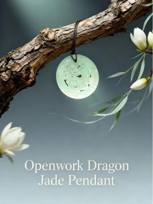 Hollow Dragon Jade Pendant - Openwork Craft, Chinese Culture-Inspired Costume Jewelry Necklace Accessory with Dragon Motif, Pendant Design, Auspicious Symbol for Attracting Favorable Outcomes, Beading Use, Thoughtful Gift for Adult Friends