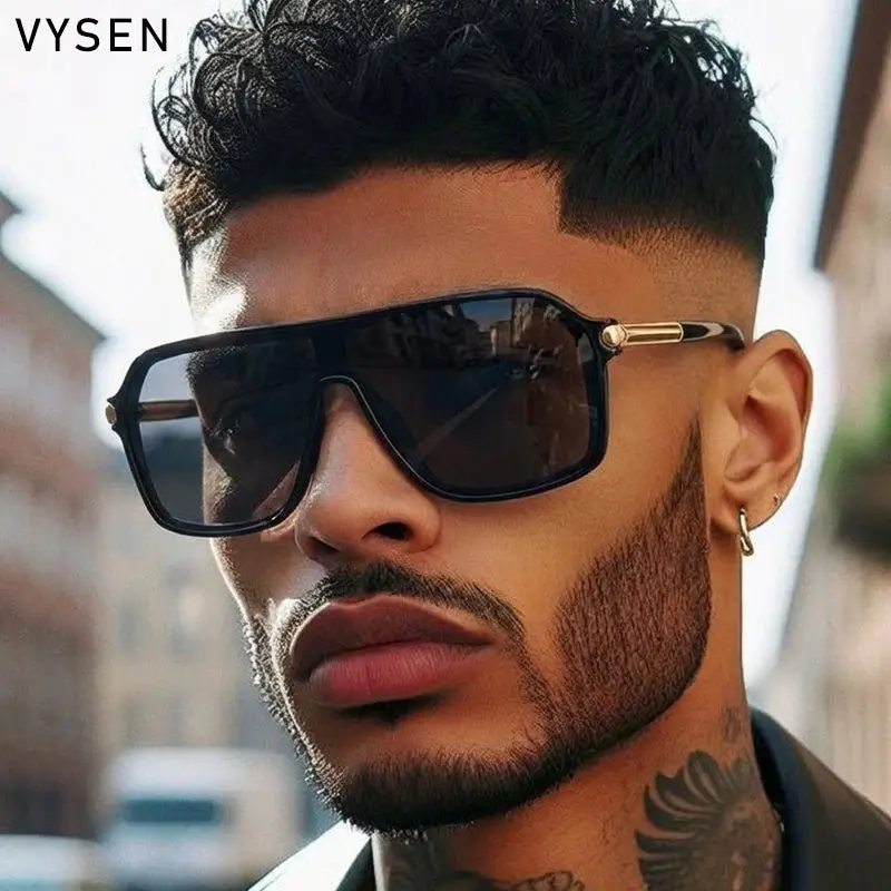 Vintage Oversized Shield Sunglasses for Men, Durable Lightweight Metal Frame with UV400 Lens for a Bold Look, Casual Wear, Durable, Lightweight & Comfortable