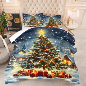 Dreamy Christmas Scenes & Classic Elements Quilt Set (2 - 3 Pcs)：Includes 1 Quilt + 1/2 Pillowcases (no Filler), Blending Dreamy Scenes Classic Elements (Christmas Train, Gingerbread Man, Nutcracker). Festive Bedrooms, Christmas - Themed Decor