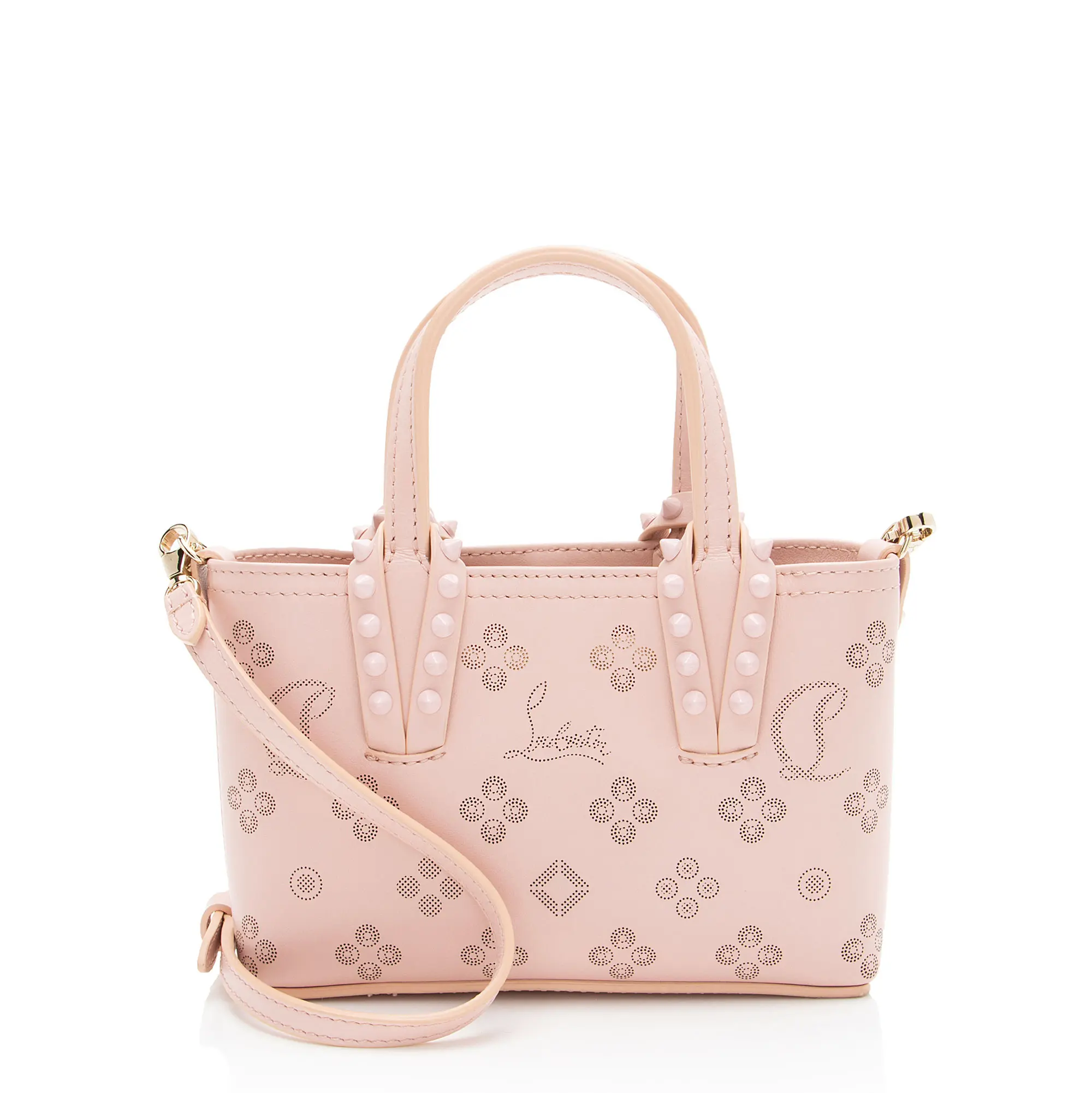 Pre-owned christian louboutin Leather Tote Bags Perforated Loubinthesky Cabata Nano Tote