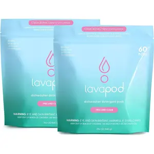 Natural Dishwasher Pods| Plant Based Enzymes Dishwasher Detergent, Free & (Unscented), Eco-Friendly, & Food Residue| 2 Pack of 60, 120 Pods