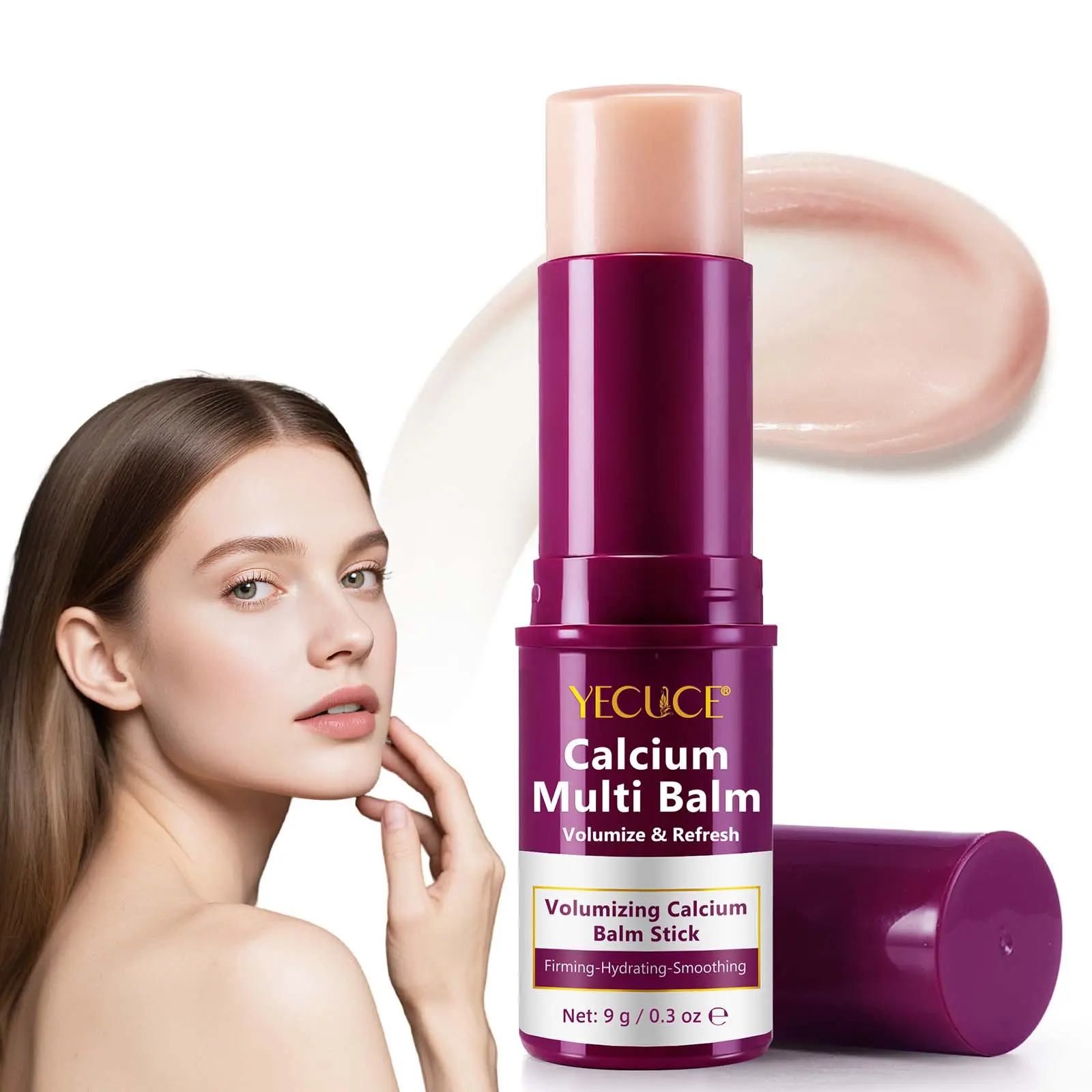 Calcium Volume Multi Balm Stick (9g) - Collagen & Natural Oils Infused Anti-Aging Skincare Balm, Anti-Wrinkle, Hydrating, Firming, Restoring Elasticity, Mess-Free Glide for Face/Neck, Restore, Multi-Stick