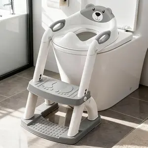 Toddler Potty Training Seat 2 in 1 for Boys Girls with Splash Guard Anti Slip Pad Step Stool New Sector Shape Stabilized Base Grey 8899