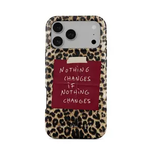 This leopard print slogan phone case is a durable, shock-absorbing, glossy 2-in-1 design, compatible with iPhone 17, 16, 15, 14, 13, 12, 11, X, and Samsung models.It makes a great holiday gift for friends or family.