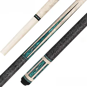 Pechauer P19-R Pro Series Cue - No-Stain Figured Maple with Simulated Ebony Frame & Malachite Points - Classic Black and White Irish Linen