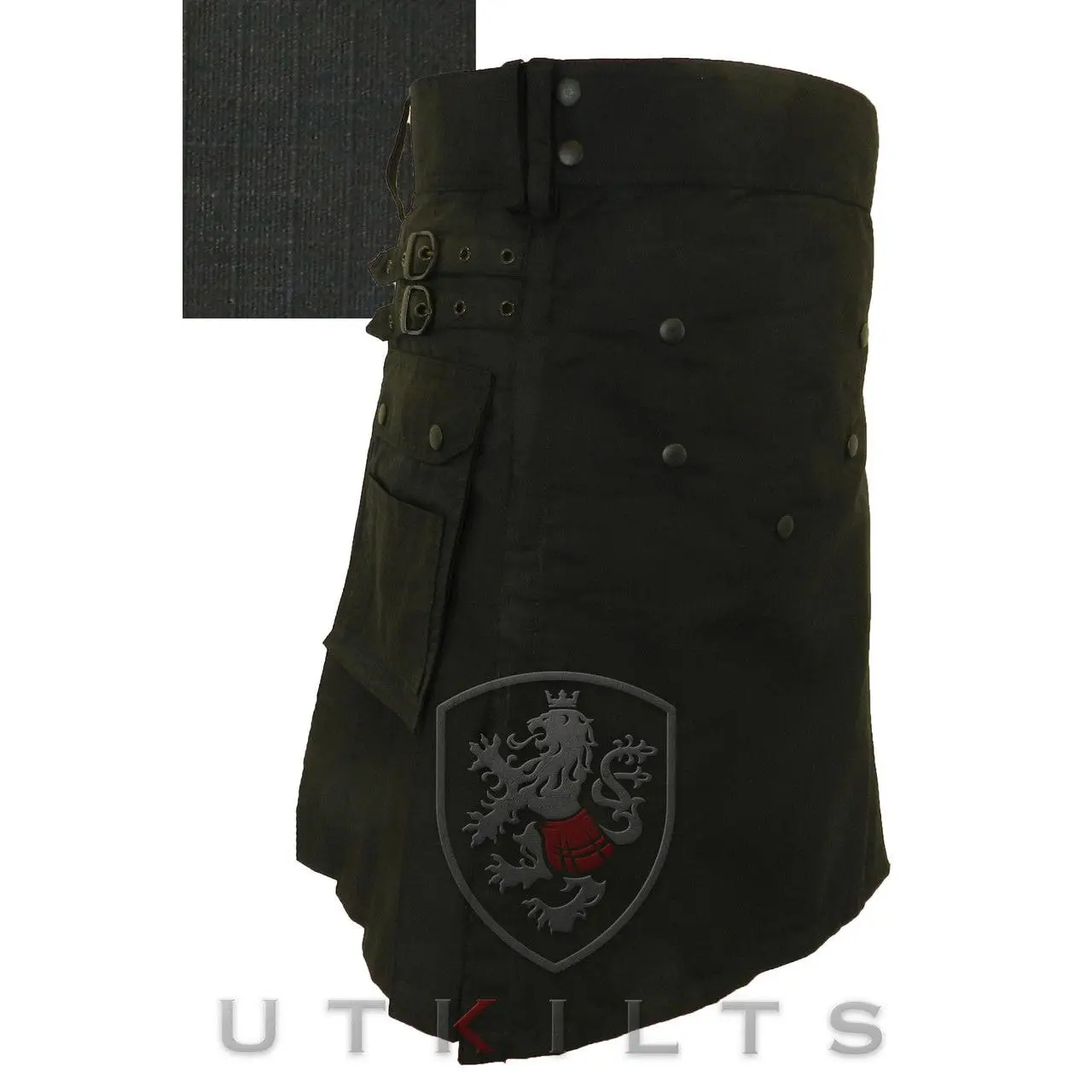 Utility Kilt – GlenTorin, Black Ripstop