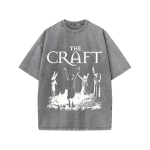Washed Black The Craft Witch Movie Graphic T Shirt Oversized Streetwear Casual Short Sleeve Crewneck Tee for Men Women Outdoor Horror Fashion